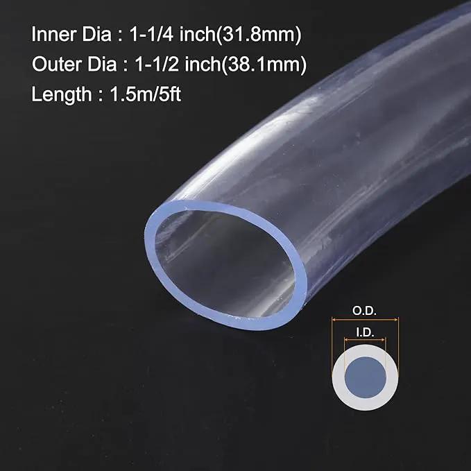 1 1/4" x 1 1/2" Clear Plastic PVC Tubing 5ft Flexible Vinyl Tube, [for Garden Irrigation, Water Hose, Fish Tank, Aquarium] - 31.8mm x 38.1mm by GreenHaven Gardens