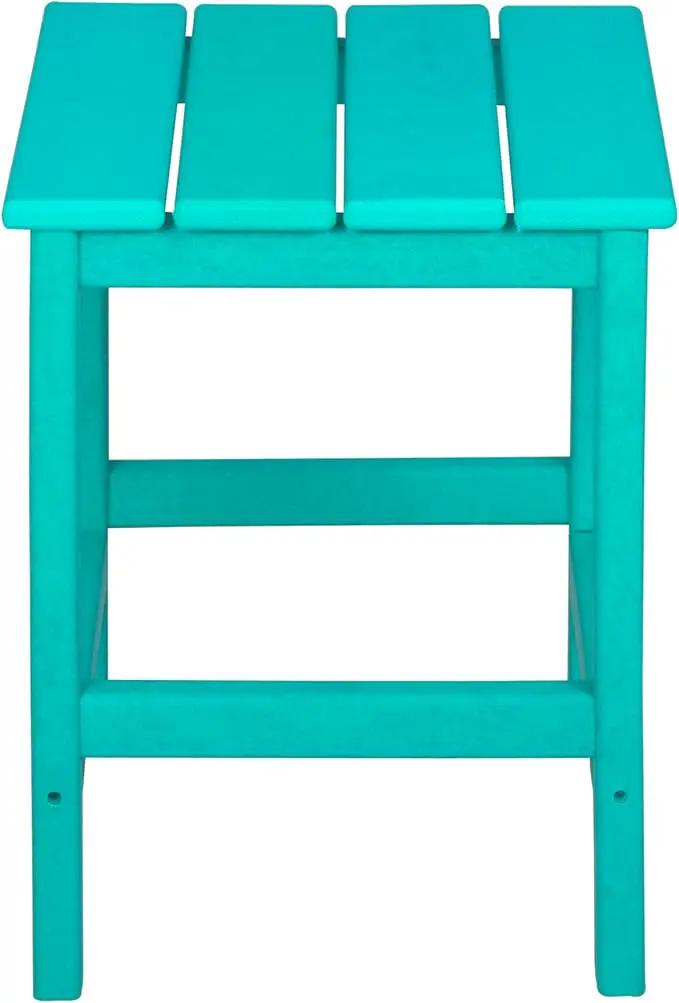 WO Home Furniture Adirondack Chair Table Set of 2 PCS Outdoor Folding Chair w Side Table Weather/UV Resistant for Lawn, Garden, Bon Fire, Balcony (Turquoise) by GreenHaven Gardens