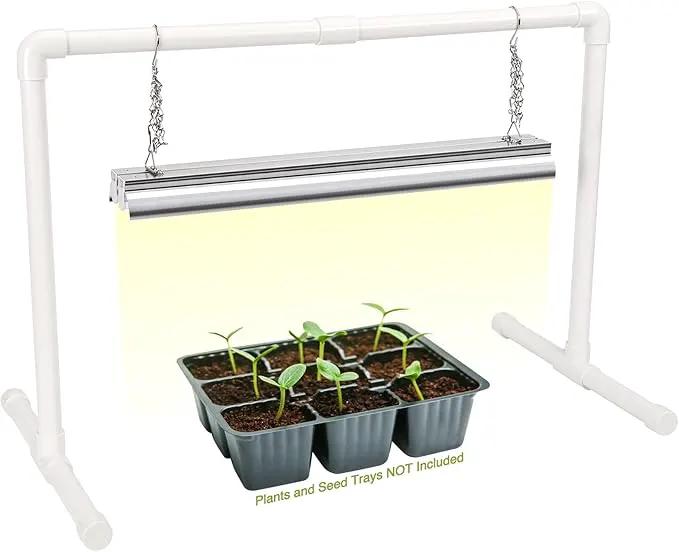 Soligt 2 ft Grow Light for Seed Starting with Stand, Double Tube Warm White Full Spectrum Seedling Grow Light for Indoor Plants, 80 LED Chips, Height Adjustable by GreenHaven Gardens
