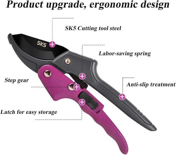 Garden clippers, premium Germany pruners, Work 3 times easier, professional pruning shears, cutting rose, flower, hedge, stem, tree, Sharp gardening scissors, Arthritis weak hand snips (Japanese-2, 1) by GreenHaven Gardens