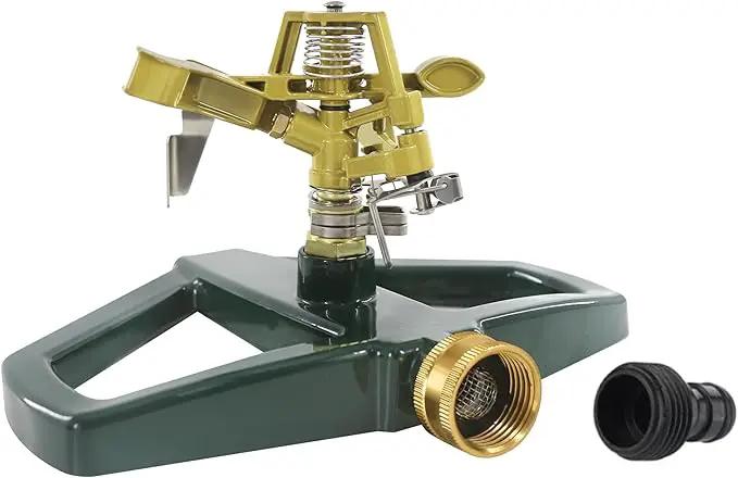 Impact Sprinklers for Yard with Metal Base, Heavy Duty Zinc Alloy Water Sprinkler for Lawn, Automatic 360° Roating for Large Lawn and Garden, Coverage up to 5,800 Sq.Ft, Olive by GreenHaven Gardens