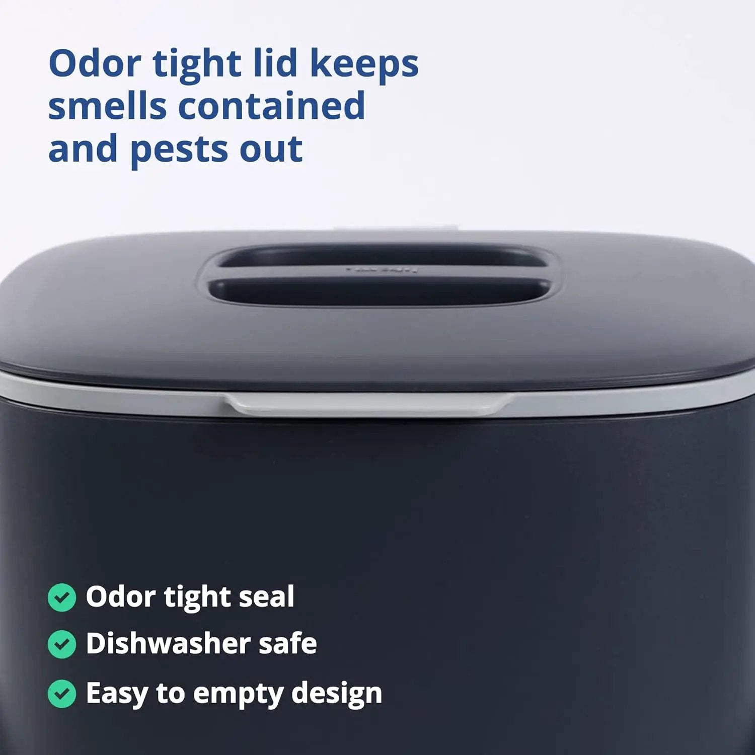 Blue Ginkgo Kitchen Compost Bin [2.6L / 0.69 GAL] – Filter-Free, Odor-Tight Countertop Food Waste Pail with Handles (Made in Korea, Gray) by GreenHaven Gardens