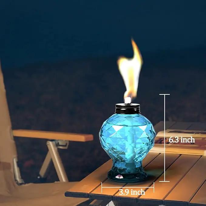 tewei 4 Pack Glass Table Top Light Torches for Outside, Easy to Refill Glass Citronella Torches Outdoor Lanterns, Wick and Cap Included Torch for Garden Patio Yard Party by GreenHaven Gardens