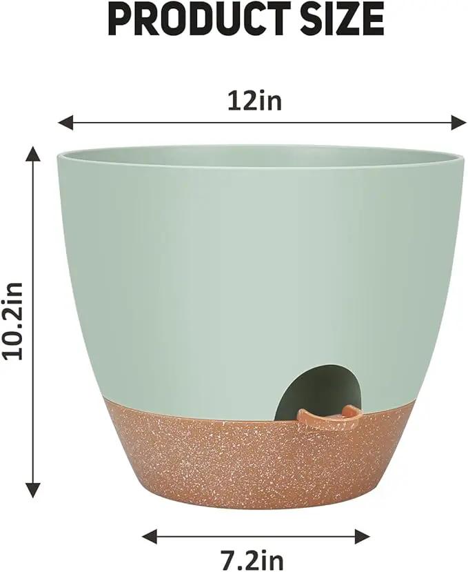 12 inch Large Self Watering Plant Pots, Flower Pots Planters with Multi Mesh Drainage Holes for Indoor Outdoor Garden Plants and Flowers by GreenHaven Gardens