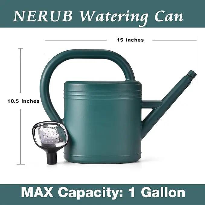 Watering Can 1 Gallon for Indoor Plants, Garden Watering Cans Outdoor Plant House Flower, Gallon Watering Can Large Long Spout with Sprinkler Head (Green) by GreenHaven Gardens