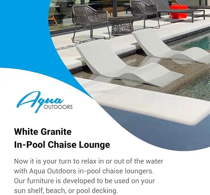 Aqua Outdoors - in-Pool Chaise Lounger - Inside Pool & Sun Shelf Lounge Chair - Designed for Water Depths Up to 9” - Compatible with All Types - Poolside & Sun Deck Tanning - White Granite by GreenHaven Gardens