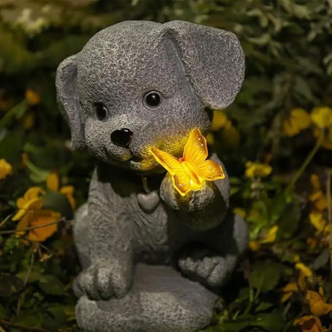 Solar Garden Statues Outdoor Dog Lights, Unique Housewarming Garden Gifts for Women Mom Wife Grandma and Sisters，Cute Dog Sculpture Decoration for Patio, Terrace, Balcony, Lawn by GreenHaven Gardens