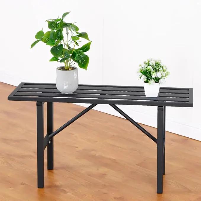 Plant Stand - Indoor/Outdoor Extra-Sturdy Aluminum Plant Stand with 300 LBS Capacity, L37.8 x W11.4 x H19.7 inch – Ideal for Patios, Gardens, Living Room Decoration by GreenHaven Gardens