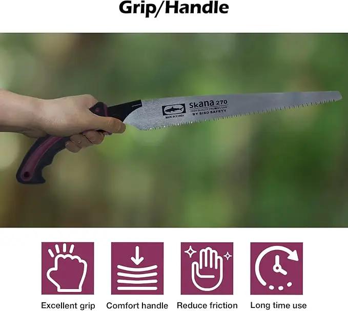 CustomGrips Professional 10.5 Inch Handle Saw, Ideal for Pruning, Horticulture, Tree Trimming, Camping, Gardening, Carpentry with Study High Plated Blade, Replaceable. [Carry Case Included] Large by GreenHaven Gardens