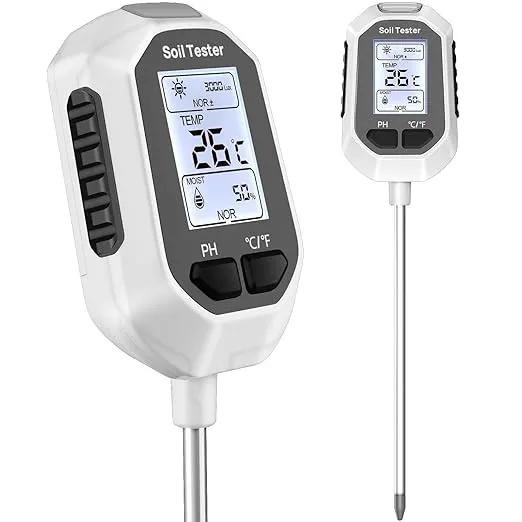4-in-1 Soil Moisture Meter Digital Plant Temperature/Soil Moisture/PH Meter/Sunlight Intensity Backlight LCD Display Soil Test Meter for Gardening, Farming and Outdoor Plants by GreenHaven Gardens