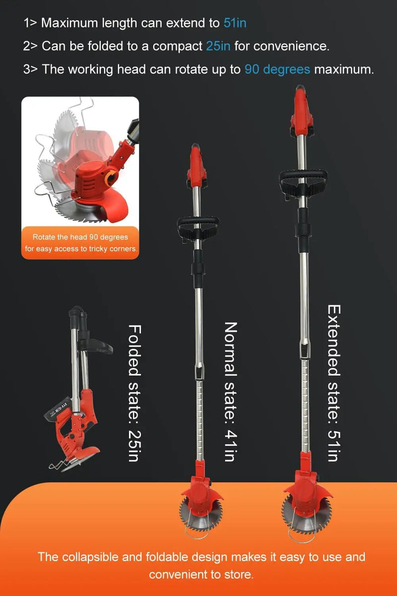Cordless Weed Wacker,Electric Weed Eater,2 Batteries,Grass Trimmer Cordless,Weed Erimmer Red by GreenHaven Gardens