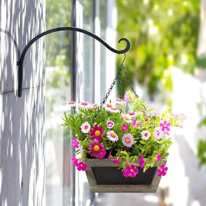 AJART Hanging Plant Hanger Outdoor: 12-Inch Bird Feeder Wall Hooks - Rust-Resistant Plant Bracket Hook for Hanging Flower Baskets by GreenHaven Gardens