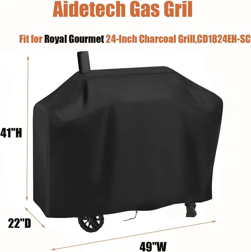 Grill Griddle Cover for Royal Gourmet 24-Inch Charcoal Grill CD1824EH-SC, Portable Gas BBQ Covers, Waterproof Outdoor Propane Grills Cover-22 D x 49" W x 41" H by GreenHaven Gardens