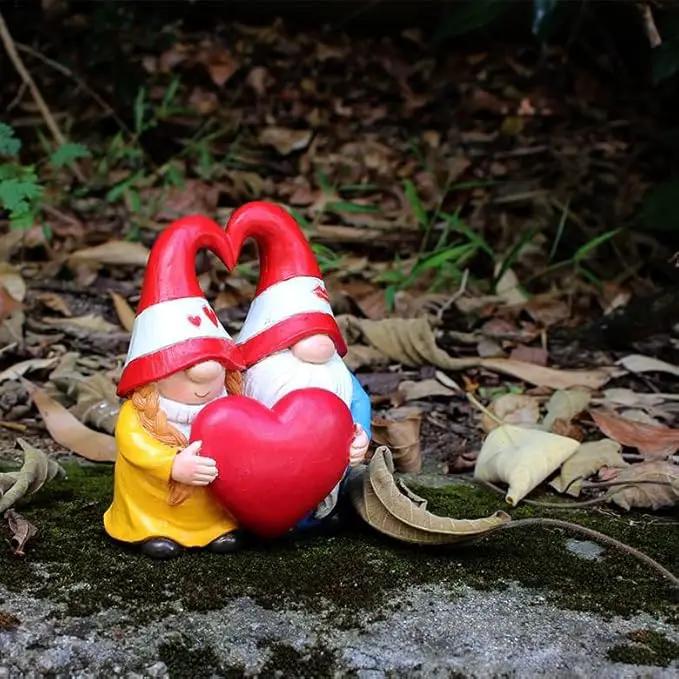 Garden Gnome Outdoor Statues Sweet Couple Gnomes Holding Heart Decor Resin Gnomes Sculptures for Yard Patio Home Lawn Outside Decorations Ornament Housewarming by GreenHaven Gardens