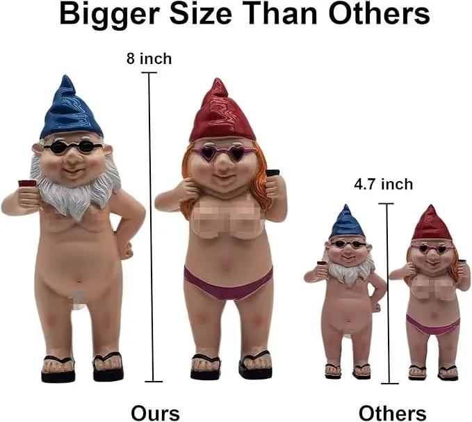 MINICAR 8'' H Gag Gnomes Statues Garden Outdoor Decor, Funny Dwarf Sculptures Yard Lawn Decorations, Naughty Gifts for Women Men, Set of 2 by GreenHaven Gardens