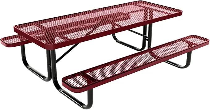 Coated Outdoor Furniture Heavy-Duty Portable Outdoor Kids Table, Expanded Metal Kids Picnic Table, Commercial-Grade Picnic Table, Made in America (6ft Rectangular, Childrens, Burgundy) by GreenHaven Gardens