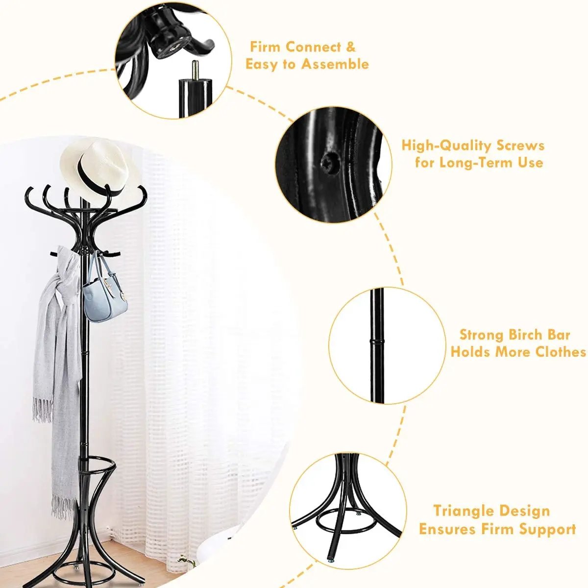 Wood Standing Hat Coat Rack with Umbrella Stand by DirectDeals