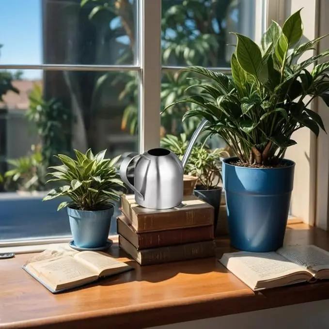 IMEEA Small Watering Can for Indoor Plants Stainless Steel Bonsai Watering can Mini Metal (15oz/450ml) by GreenHaven Gardens