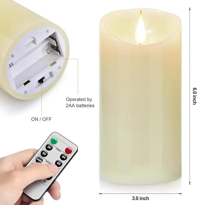 Flameless Flickering Battery Operated Candles 2pack Real Wax Pillar LED Candles with 10-Key Remote Control and 24 Hours Timer for Wedding, Party, Birthday,Home Decoration (Ivory) by GreenHaven Gardens