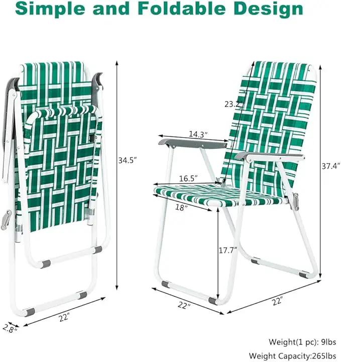 VINGLI Patio Lawn Webbed Folding Chairs1 Piece, Outdoor Beach Chair Portable Dining Chair for ir for Outdoor Yard, Garden(Green, Classic) by GreenHaven Gardens