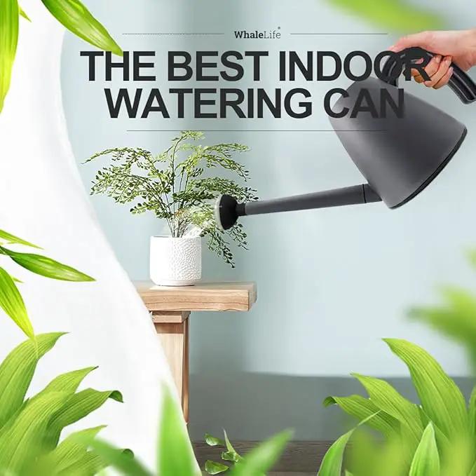 WhaleLife Indoor Watering Can for House Bonsai Plants (2.0L, Gray) by GreenHaven Gardens