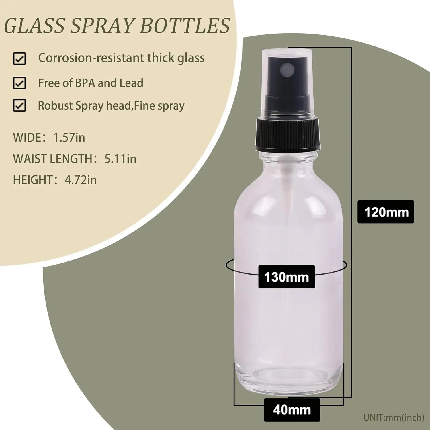 Clear Glass Small Spray Bottles 2 oz 48 Packs,Fine Mist Sprayer Pretty Finish,Refillable Containers mini spray bottles for Cleaning Solutions and Skin Care (Clear 48Pack) by GreenHaven Gardens