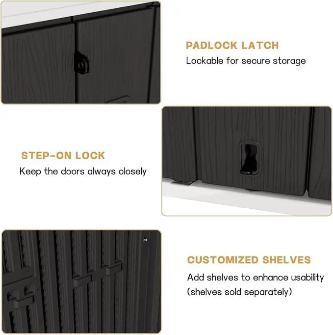 KINYING Outdoor Horizontal Storage Sheds,37 Cu.ft Outdoor Storage Cabinet Waterproof Resin Tool Storage Box for Lawn Mower,Garden Tools and Patio Furniture, Lockable (Black) by GreenHaven Gardens