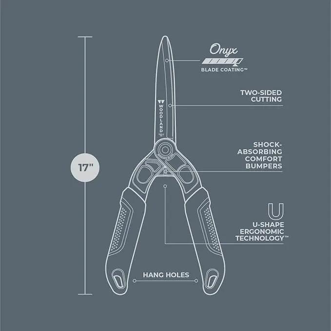 Woodland Tools Duralight Hedge Shears, 16 Inch Lightweight Manual Hedge Clippers with 7.5 Inch Non Stick Blades and Glass-Filled Nylon Handles, Garden Trimmer for Shaping and Precision Cutting by GreenHaven Gardens