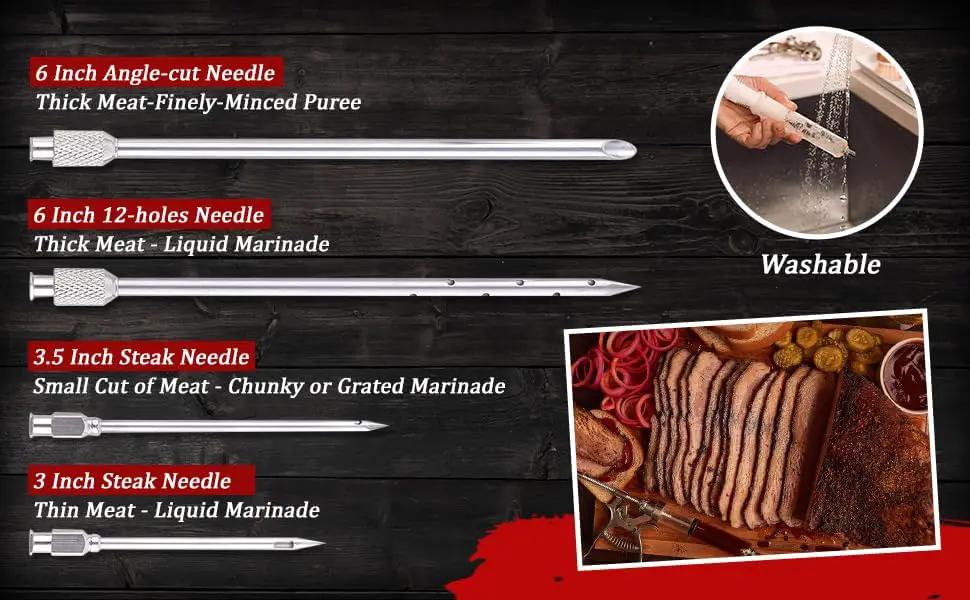 J&B Goods Professional Automatic BBQ Meat Marinade Injector Gun Kit with Case, 2 oz Large Capacity Barrel and 4 Commercial Grade Marinade Needles. by GreenHaven Gardens