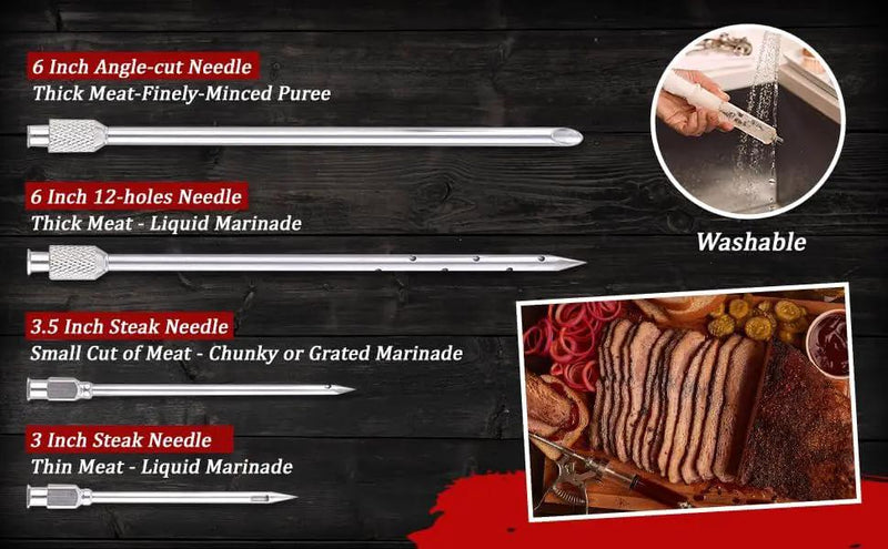 J&B Goods Professional Automatic BBQ Meat Marinade Injector Gun Kit with Case, 2 oz Large Capacity Barrel and 4 Commercial Grade Marinade Needles. by GreenHaven Gardens