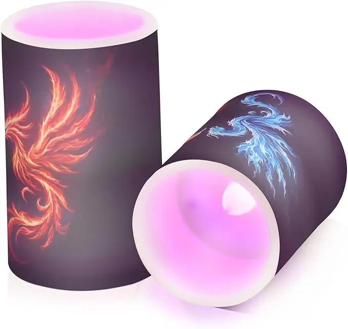 Flickering Flameless Candles, Dragon Phoenix LED Candles with Remote Timer, Set of 2 Battery Operated Candle for Valentine Wedding Birthday by GreenHaven Gardens