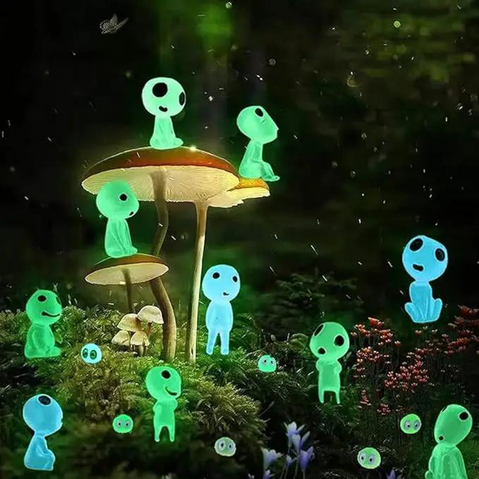 BEZALEL Glow in Dark Tree Elves, 28 Pcs Mini Fairy Garden Accessories, Luminous Ghost Micro Landscape Decorations, Miniature Glow Tree Spirits Outdoor for Bonsai Succulent Terrarium Decor by GreenHaven Gardens