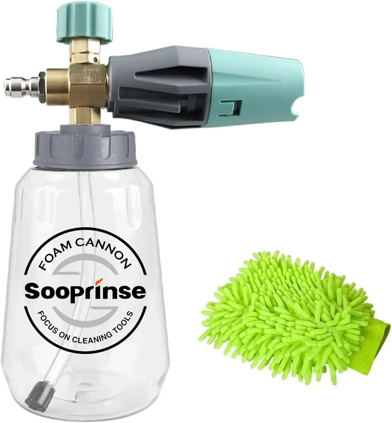 Sooprinse Foam Cannon, Adjustable Snow Foam Lance Transparent Body, Professional Car Foam Blaster with 1/4 Inch Quick Connector, 4000 PSI, 1L by GreenHaven Gardens