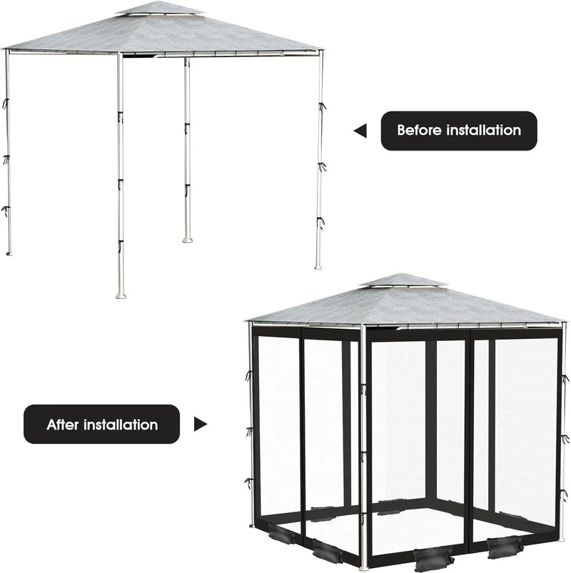 ShowyLive 12x12 Patio Umbrella Mosquito Netting with Zipper 4 Doors & 8 Weight Bag - Adjustable Polyester Mesh Bug Screen for Outdoor Umbrellas, Garden, Patio Tables (Black) by GreenHaven Gardens
