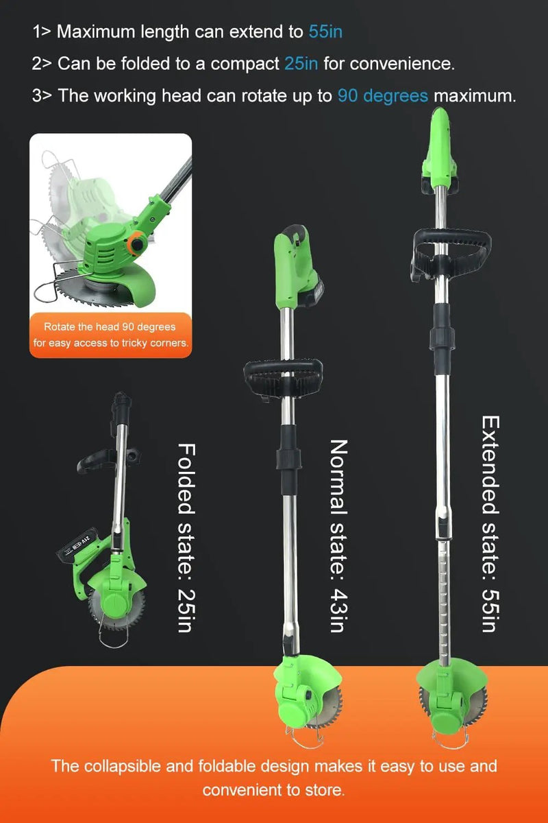 Cordless Weed Wacker,Electric Weed Eater,2 Batteries,Grass Trimmer Cordless,Lightweight and Foldable Design,Weed Erimmer, Green by GreenHaven Gardens