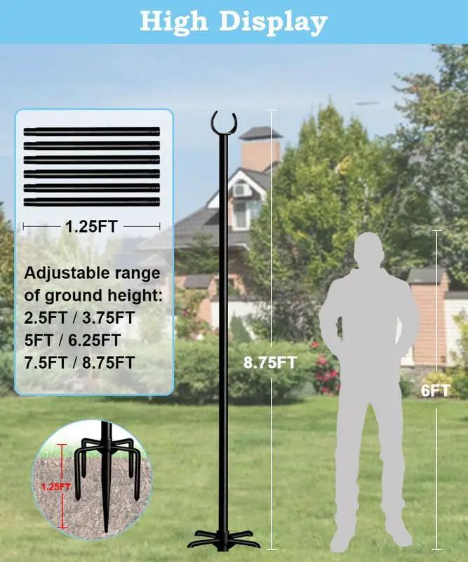 String Light Pole Stand for Outdoor String Lights Hanging, Use for Backyard, Garden, Patio, Party, Festival, Wedding, Picnic, 10FT, Matte, 3 Poles by GreenHaven Gardens