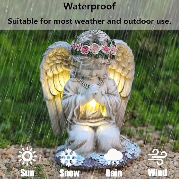Garden Statues for Outside, 3 LED Solar Praying Angel Figurines Decorative Light, Waterproof Resin Fairy Statue Solar Light for Patio Balcony Yard Lawn Ornament Gifts for Mom (PrayAngel) by GreenHaven Gardens