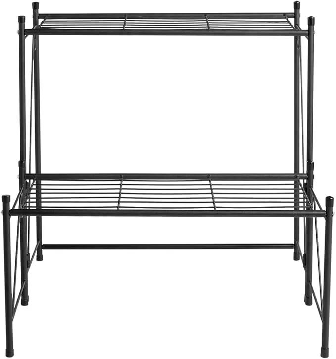 DOEWORKS 2 Tier Metal Plant Stand Storage Rack Shelf, Flower Pot Holder Display Shelf, Black by GreenHaven Gardens