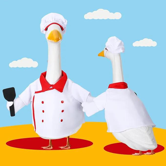 Geyoga Chef Goose Outfit Costume Yard Lawn Porch Clothes for 23'' Plastic Goose Outdoor Patio Art Decoration by GreenHaven Gardens