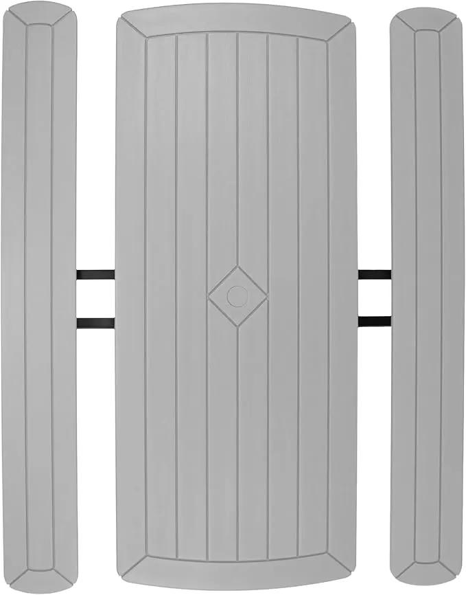 OEF Furnishings Heavy Duty Blow Molded Folding Picnic Table- Light Speckled Grey, Black Frame by GreenHaven Gardens