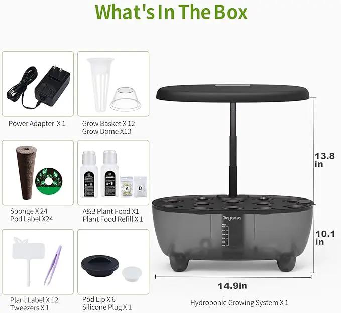 Indoor Hydroponics Growing System, 12 Pods Smart Herb Garden Planter with LED Grow Light Plant Germination Kit (No Seeds), Ideal Gift for Gardening Lovers, Gift Ideas for Women Men by GreenHaven Gardens