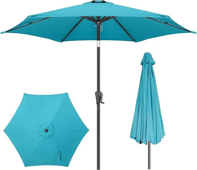 9ft Outdoor Patio Umbrella - Table Umbrella Waterprool UV Protection, Sombrillas de Patio with Push Button Tilt&Crank, Sun Umbrella for Pool, Porch, Garden, Deck, Backyard(Sky Blue) by GreenHaven Gardens