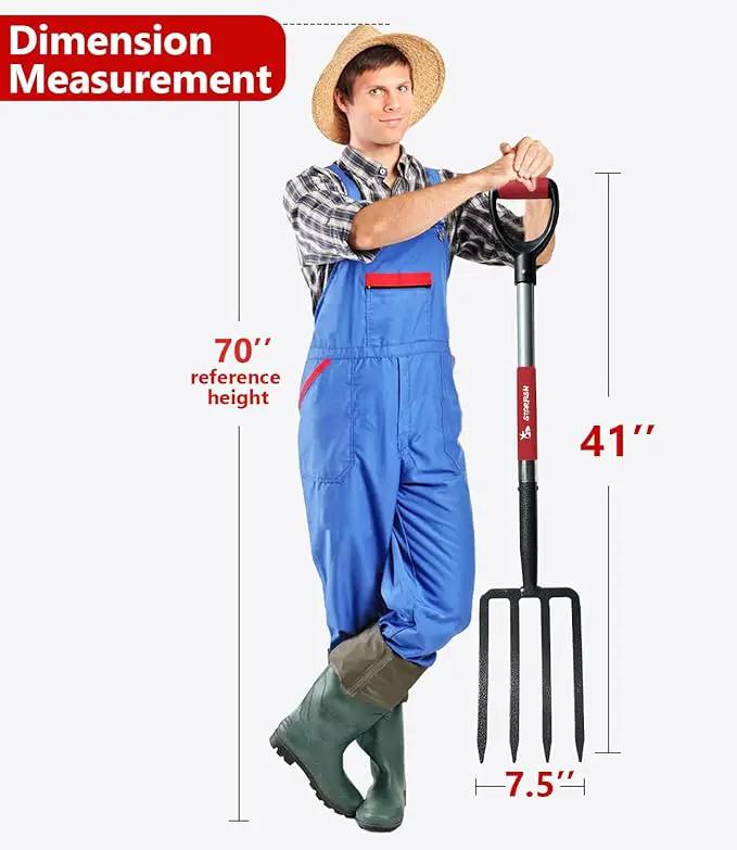 Garden Digging Forks with Premium 4-Tine Forged Steel Digging Fork D-Grip Handles 41" Sturdy Metal D-Handle Virtually Unbreakable Gardening Tool 2 Pcs by GreenHaven Gardens