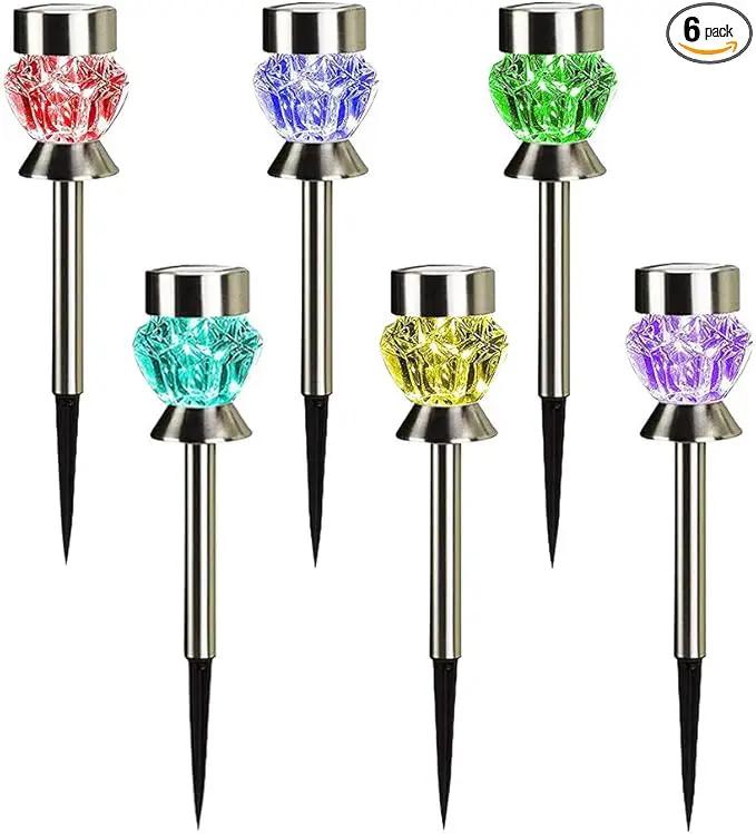 Solar Pathway Lights Outdoor, 6 Pack Solar Garden Lights, Color Changing LED Landscape Stake Outdoor Solar Lights for Walkway, Pathway by GreenHaven Gardens