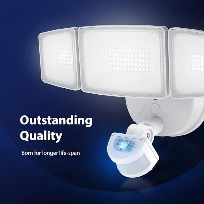 Onforu 65W LED Flood Light Motion Sensor Outdoor, 6500lm Security Light with Three Head, IP65 Waterproof Exterior Floodlight, 6500k Wall Light for Entryways Stairs Yard Garage by GreenHaven Gardens