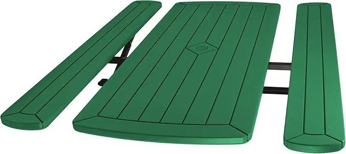 OEF Furnishings Heavy Duty Blow Molded Folding Picnic Table - Green, Black Frame by GreenHaven Gardens
