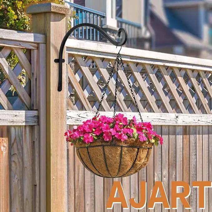 AJART Hanging Plant Hanger Outdoor: 12-Inch Bird Feeder Wall Hooks - Rust-Resistant Plant Bracket Hook for Hanging Flower Baskets by GreenHaven Gardens