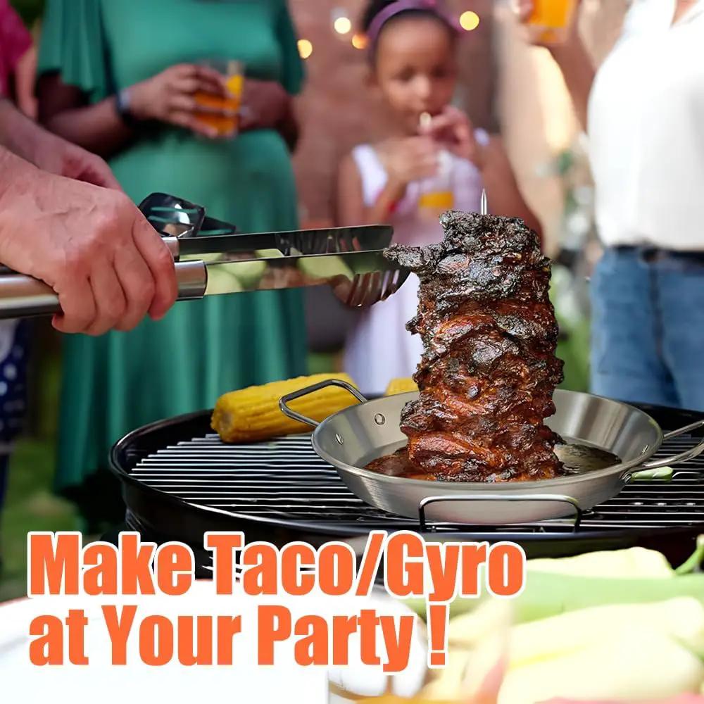 Stainless Steel Vertical Gyro Spit for Oven - Gyro/Shawarma Skewer Stand, Gyro Plate/Pan for Chicken, Meat, Kebabs -Home Use by GreenHaven Gardens