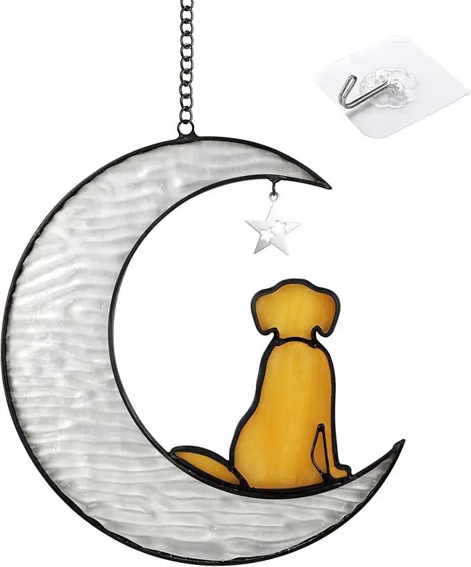 Stained Glass Dog Suncatcher Memorial Gifts for Loss of Dog,Window Hanging Decor Dog Suncatcher Sympathy Gift,Dog Ornaments Bereavement Gifts,Pet Loss Gifts,in Memory of Dog Passing Away Gifts by GreenHaven Gardens