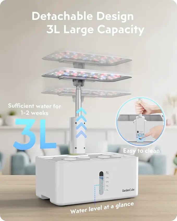 Hydroponics Growing System Garden: 8 Pods Indoor Herb Garden with Grow Light Plants Germination Kit Quiet Automatic Hydroponic Height Adjustable - Gardening Gifts for Women Kitchen White by GreenHaven Gardens